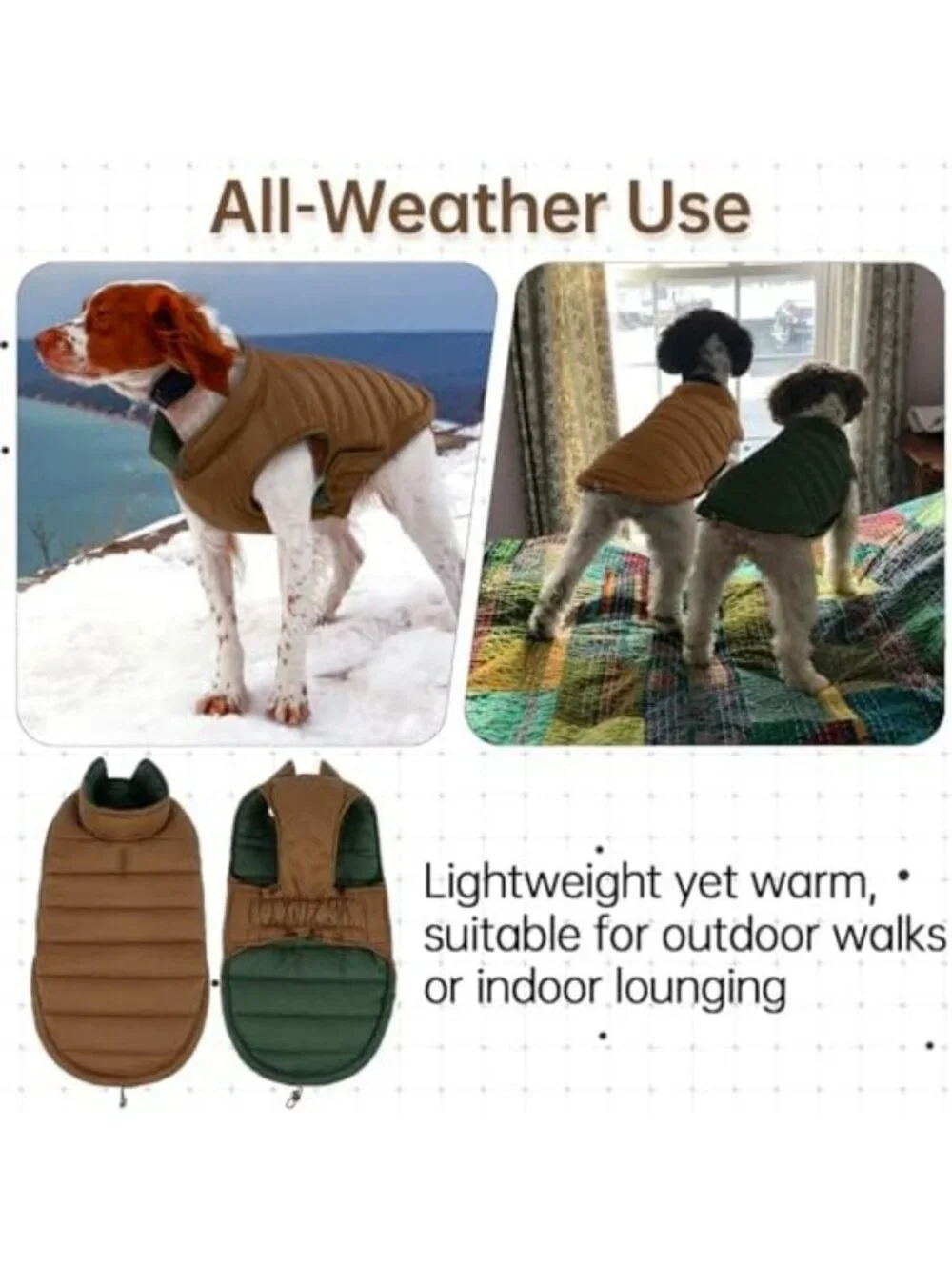 Reversible Windproof Dog Coat | Lightweight Puffer Vest for All Seasons